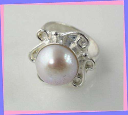 *R1* - NATURAL RIVER PEARL 925 SILVER RING - SIZE: 6.5