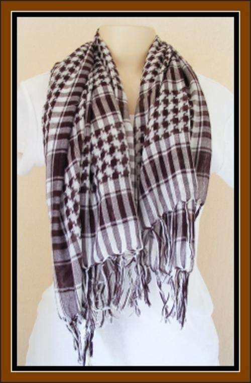 BROWN & WHITE TRENDY AFGHAN SCARF
