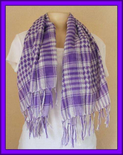 PURPLE & WHITE TRENDY AFGHAN SCARF