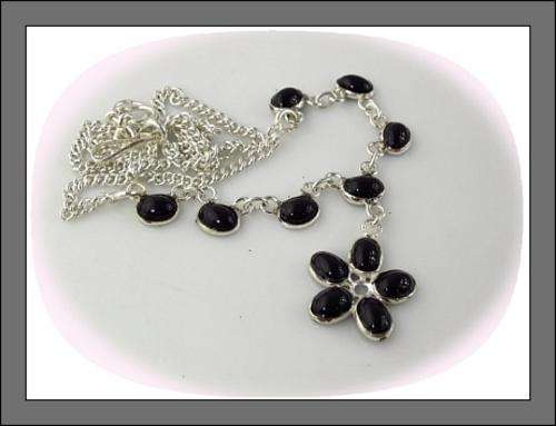 *R1* - COAL BLACK ONYX SILVER NECKLACE