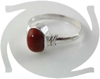 *R1* - CANDY APPLE RED CORAL SILVER RING - SIZE : 10