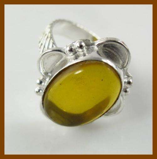 *R1* - SUNSHINE YELLOW CITRINE 925 SILVER RING - SIZE : 7.75