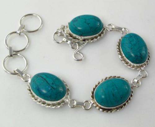 DASHING GREEN TURQUOISE STERLING SILVER BRACELET