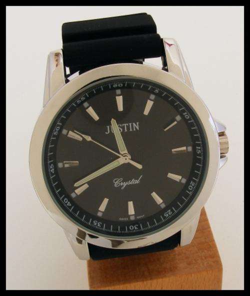 MENS JUSTIN WATCH WITH BLACK SILICONE STRAP