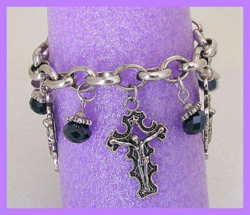 TIBETAN SILVER CROSS CHARM BRACELET