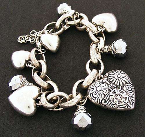TIBETAN SILVER HEART CHARM BRACELET