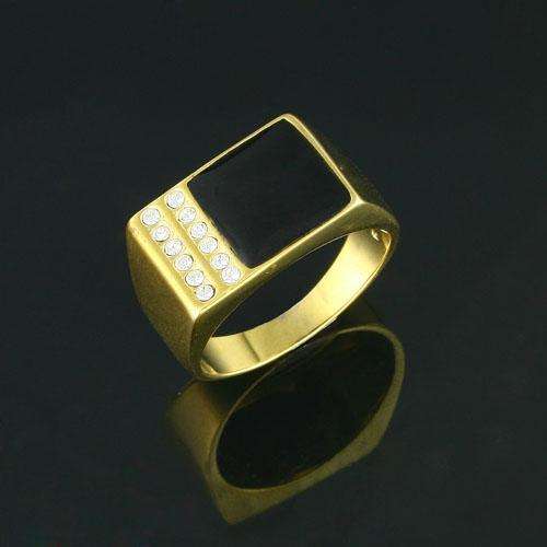 MENS 24KGP CLEAR CZ RING - SIZE 9.25