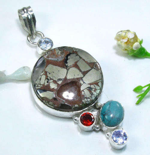 GENUINE GEMSTONE CHALCEDONY 925 SILVER EP PENDANT