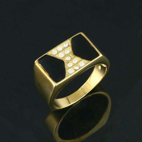 MENS 24KGP CLEAR CZ RING - SIZE 10