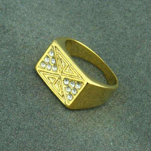 MENS 24KGP CLEAR CZ RING - SIZE 8.5