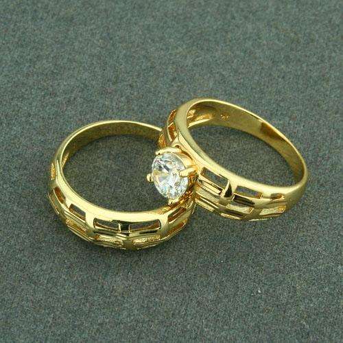 *R1* - DIAMOND CUT CZ WEDDING RING SET - SIZE 6.75