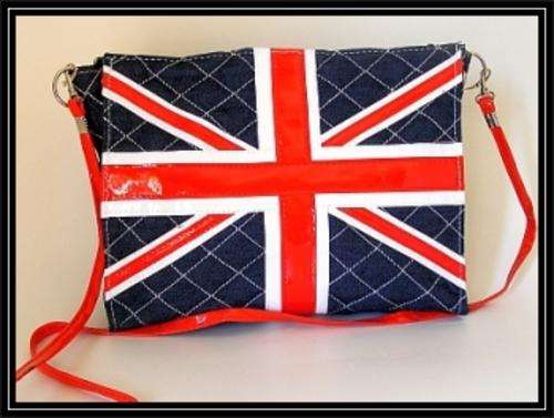 DENIM BRITISH FLAG HANDBAG WITH LONG SHOULDER STRAP