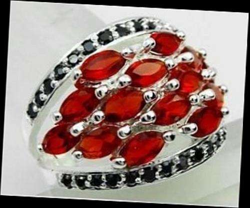 FIERY RED KUNZITE 925 SILVER RING - SIZE : 8.5