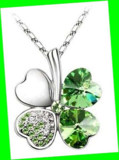 *R1* - 4 LEAF CLOVER GREEN SWAROVSKI PENDANT & CHAIN