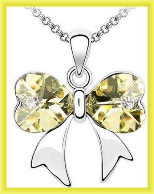 YELLOW BOW CRYSTAL PENDANT & CHAIN