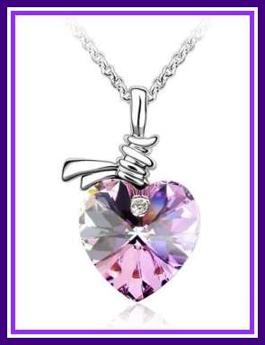 "TIES OF LOVE" PURPLE HEART SWAROVSKI ELEMENTS PENDANT & CHAIN