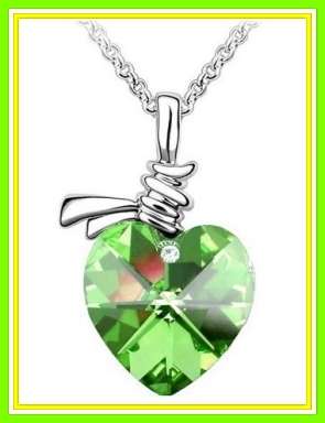 "TIES OF LOVE" - LIGHT GREEN SWAROVSKI ELEMENTS PENDANT & CHAIN