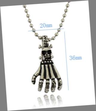 STAINLESS STEEL SKELETON HAND PENDANT & CHAIN