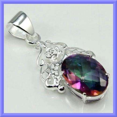 *Free Chain* - BEAUTIFUL MYSTIC TOPAZ 925 SILVER PENDANT
