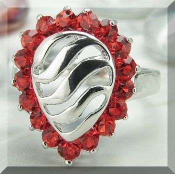 *R1* - HOT RED RUBY PEAR CUT RING - SIZE 7.25