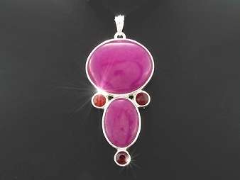 LARGE PINK AGATE GEMSTONE SILVER PENDANT