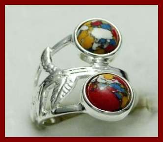 *R1* - MOSAIC JASPER 925 SILVER RING - SIZE: 7.25