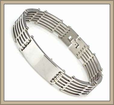SLOTTED STAINLESS STEEL MENS BRACELET