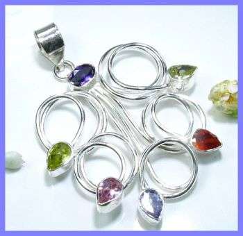 MULTI-GEMSTONE 925 STERLING SILVER PENDANT