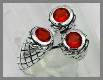 UNUSUAL RED KUNZITE 925 SILVER EP RING - SIZE : 7.5