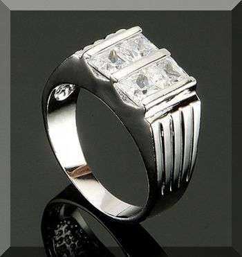 STYLISH CZ 18K WGP MENS RING - SIZE : 12