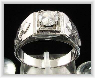 DESIGNER CZ 18K WGP MENS RING - SIZE : 11