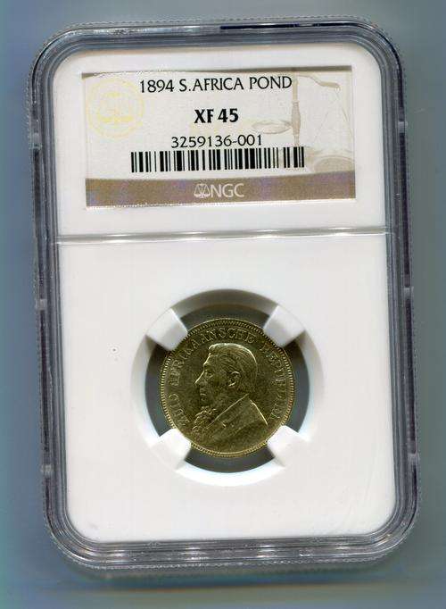 1894 South Africa Zuid Afrika Kruger Pond NGC XF 45  - Great Coin !
