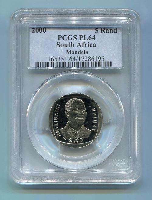 PL64  PROOF LIKE PL 64 PCGS  Graded Nelson Mandela SMILEY R5 2000 Coin