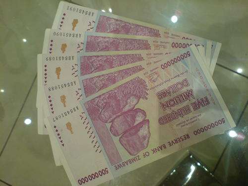 500,000,000 Zimbabwean Dollars at a rediculous R1 Start
