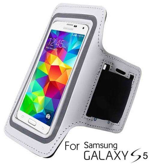** Sports / Gym Armband for Samsung Galaxy S5 (Also compatible with S4 and S3) - WHITE **