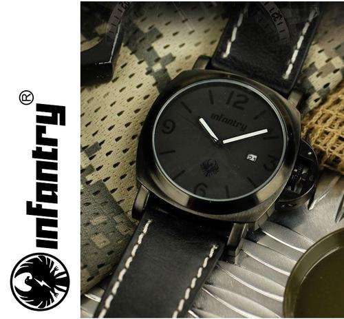 INFANTRY ALL BLACK STAINLESS STEEL MILITARY WATCH **VALUE: R1400.00**