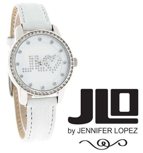 JENNIFER LOPEZ (JLo) WHITE LEATHER STRAP SWAROVSKI CRYSTAL WATCH **VALUE: R2200.00**