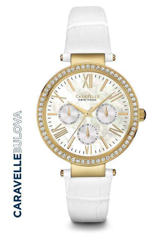 CARAVELLE BY BULOVA NEW YORK LADIES CRYSTAL BEZEL WATCH  **VALUE: R2969.00**