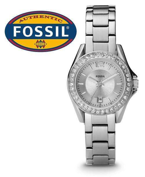 FOSSIL RILEY STAINLESS STEEL CRYSTAL BEZEL LADIES WATCH **VALUE: R3900.00**
