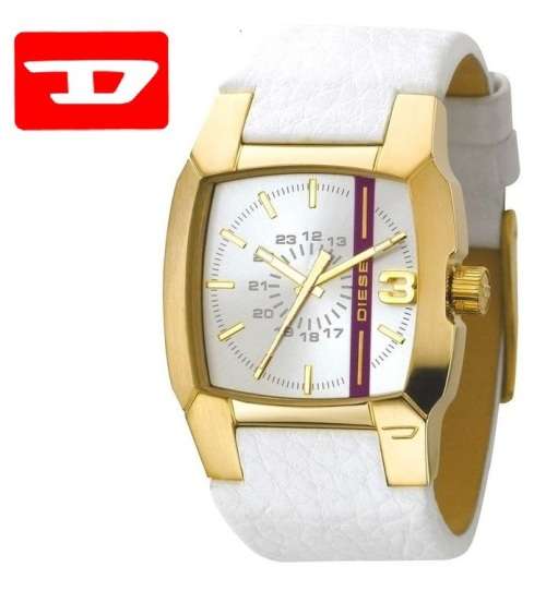 DIESEL WHITE LEATHER STAINLESS STEEL WATCH **VALUE: R4050.00**
