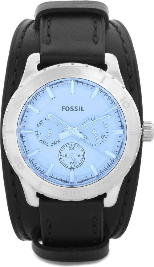 FOSSIL BLUE DIAL LEATHER STAINLESS STEEL WATCH (BQ1649)  **VALUE: R4500.00**