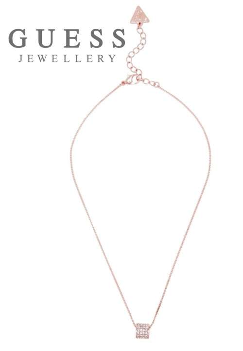 GUESS CRYSTAL PAVE BARRELL ROSE GOLD CHARM 14" NECKLACE  **RETAIL VALUE: R1200.00**