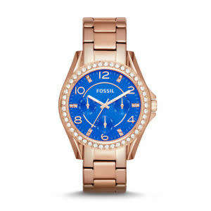 FOSSIL RILEY ROSE GOLD CRYSTAL BEZEL LADIES WATCH (ES3569) **VALUE: R3900.00**