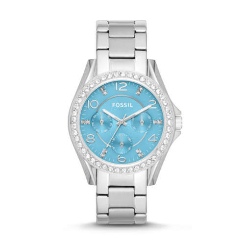 FOSSIL RILEY STAINLESS STEEL CRYSTAL BEZEL LADIES WATCH (ES3529) **VALUE: R3900.00**
