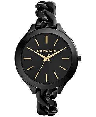 MICHAEL KORS SLIM RUNWAY BLACK AND GOLD LADIES WATCH (MK3317) **VALUE: R4800.00**