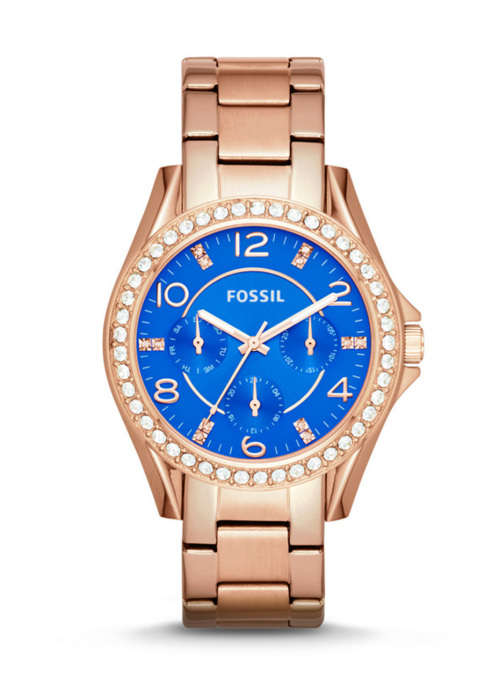 WATCHES - FOSSIL RILEY ROSE GOLD CRYSTAL BEZEL LADIES WATCH (ES3569)