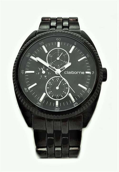 CLAIBORNE GUNMETAL MENS MULTIFUNCTION WATCH  (CLM1092)