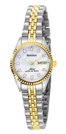 PLS READ DESCRIPTION - ARMITRON LADIES SWAROVSKI CRYSTAL MOTHER OF PEARL DIAL WATCH - 24mm (75/2475)