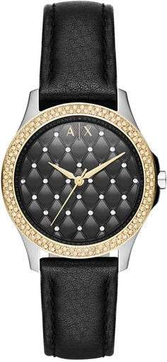 BLACK FRIDAY DEAL - ARMANI EXCHANGE AX5246 BLACK DIAL, LEATHER STRAP QUARTZ WOMENS WATCH