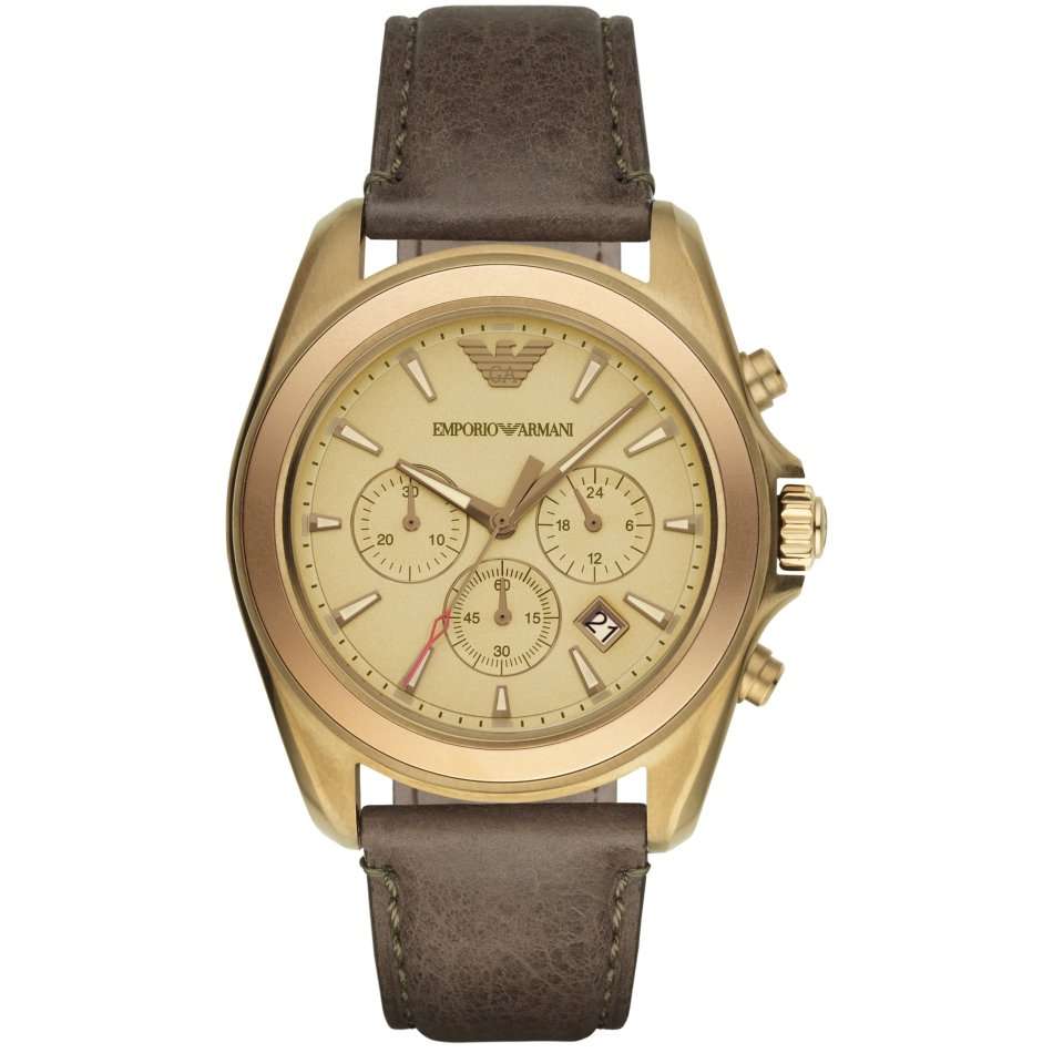 EMPORIO ARMANI AR6071 Chronograph Date Gold Tone SS Quartz Men Wat